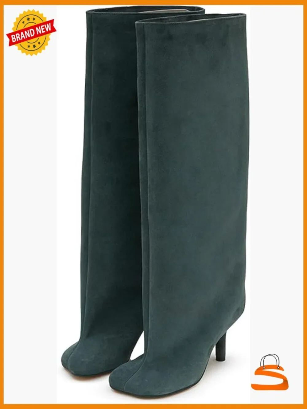 Knee High Boots Square Toe Kitten Heel Faux Suede Wide Calf Fall